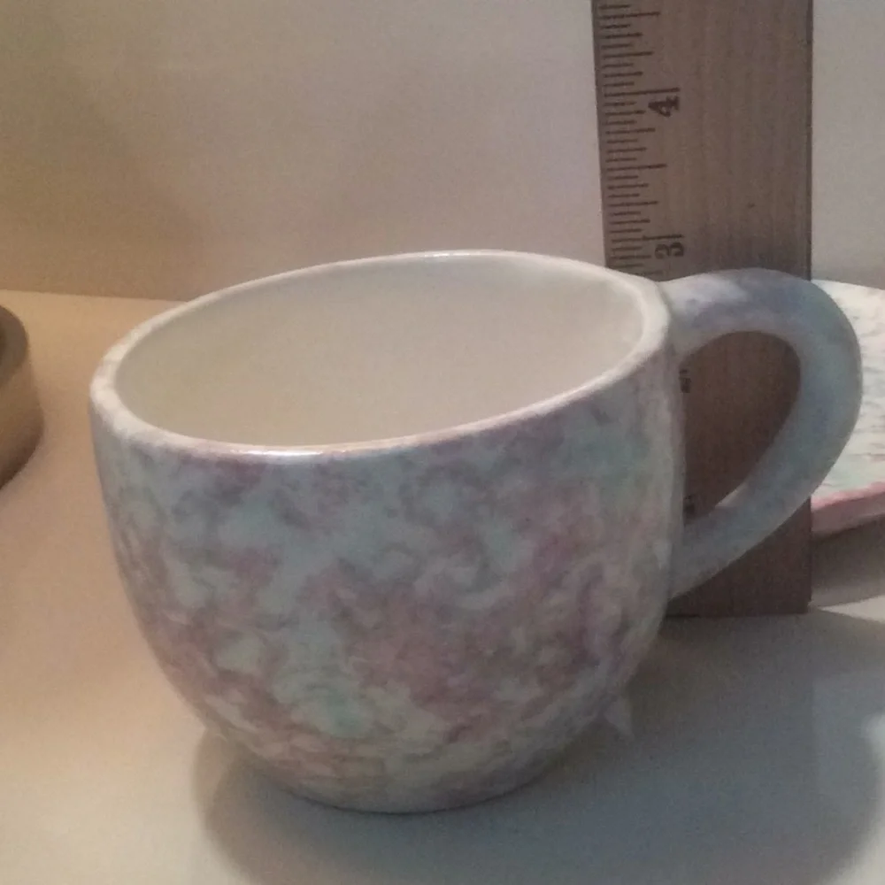 Artisan Handmade Ceramic Cup & Saucer – Blue, Rose & Cream - Picture 7 of 8